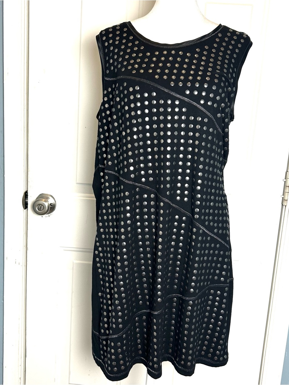 Black Sleeveless Studded Mini Shift Dress
